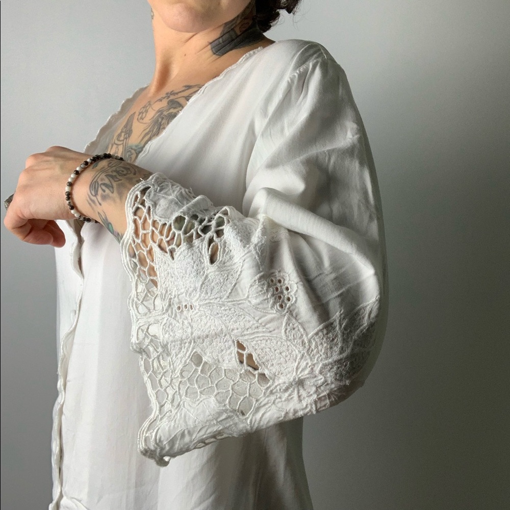 SOFT SURROUNDINGS Scalloped Button Up Blouse - Picture 3 of 5
